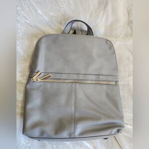 Gray Vegan Leather Backpack